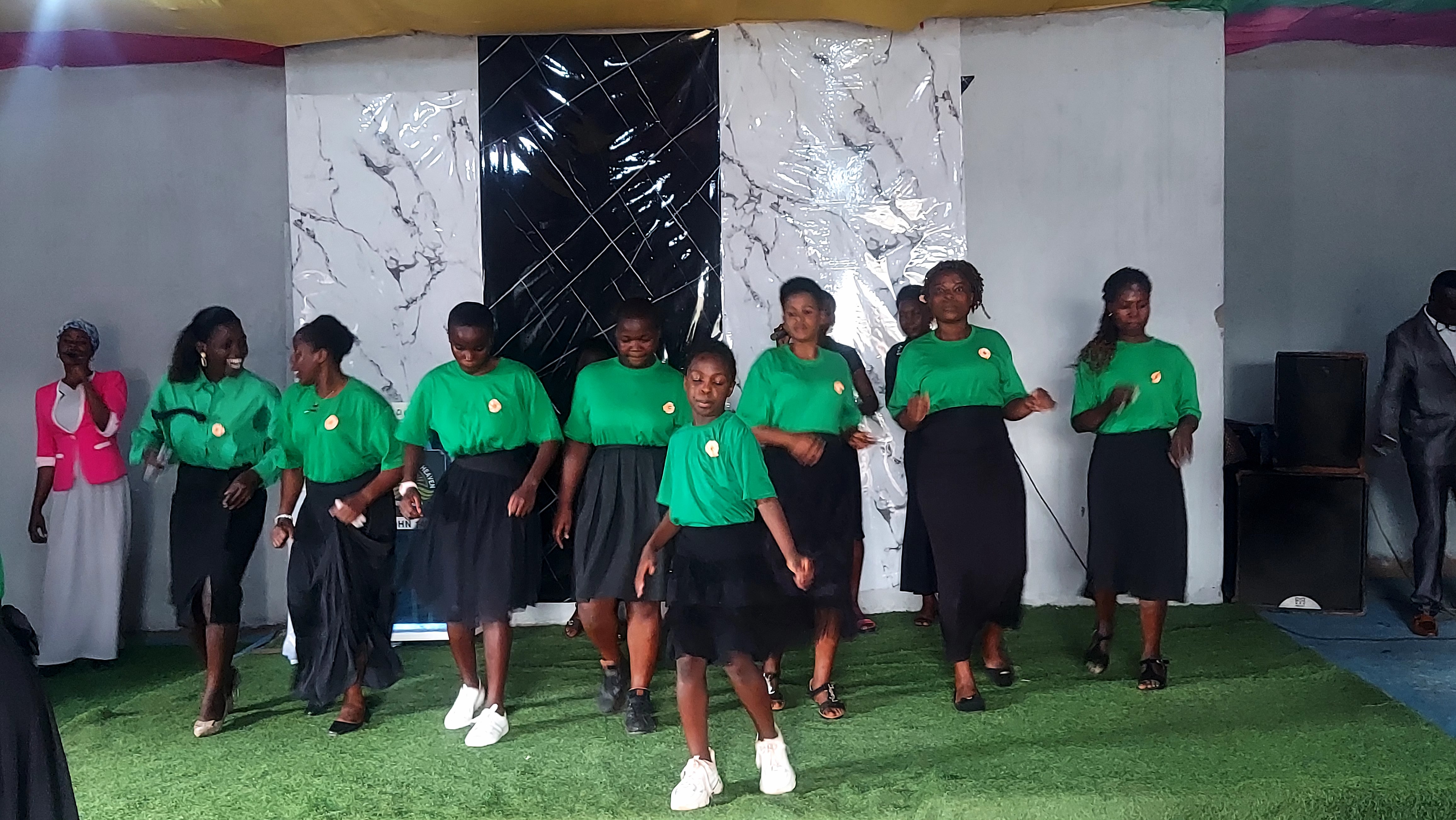 Volunteers distributing food aid